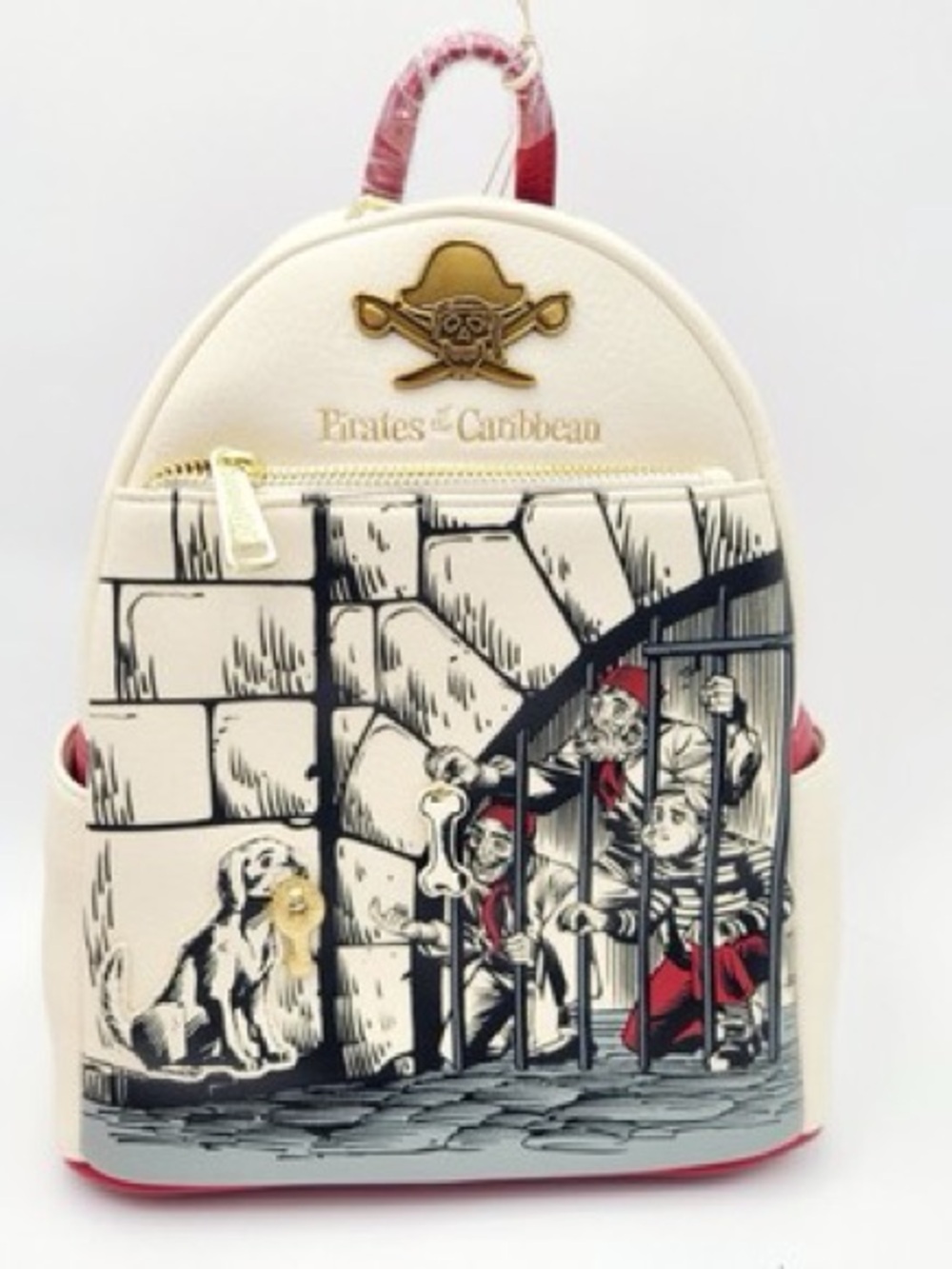 Loungefly Cream Pirates of the Caribbean Mini Backpack with Red Accents